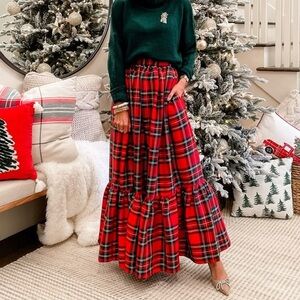 Red Dress Boutique Red Plaid Maxi Skirt